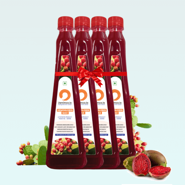 MediZen Prickly Pear Hemoglobin Max | Immunity & Hemoglobin Boost | Juice Supplement for Cancer Care | No Added Sugar and Keto-friendly | Pack of 4
